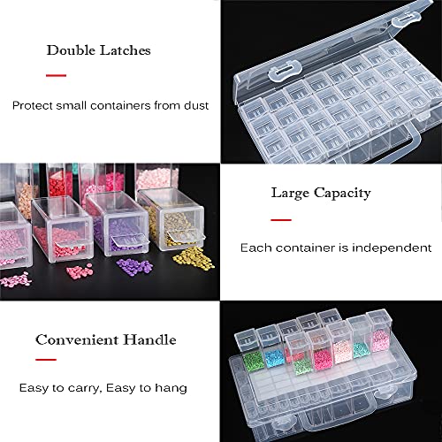 32 Grids Diamond Painting Drill Storage Containers, Diamond Organizer Case Embroidery Beads Storage Box with Label