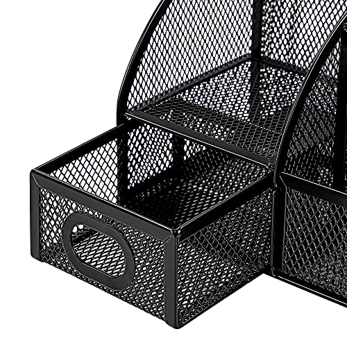 Amazon Basics Mesh Pen Holder and Organizer, Black, &#x200E;9.1&#x22; x 5.9&#x22; x 5.5&#x27;&#x27;
