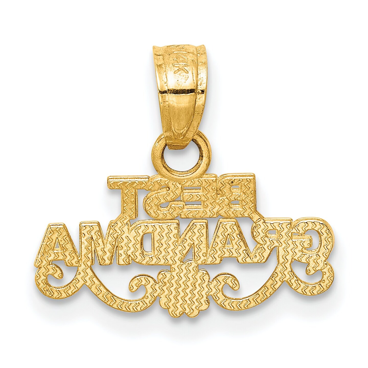 14K Gold Best Grandma Pendant Charm Jewelry 14 x 15 mm