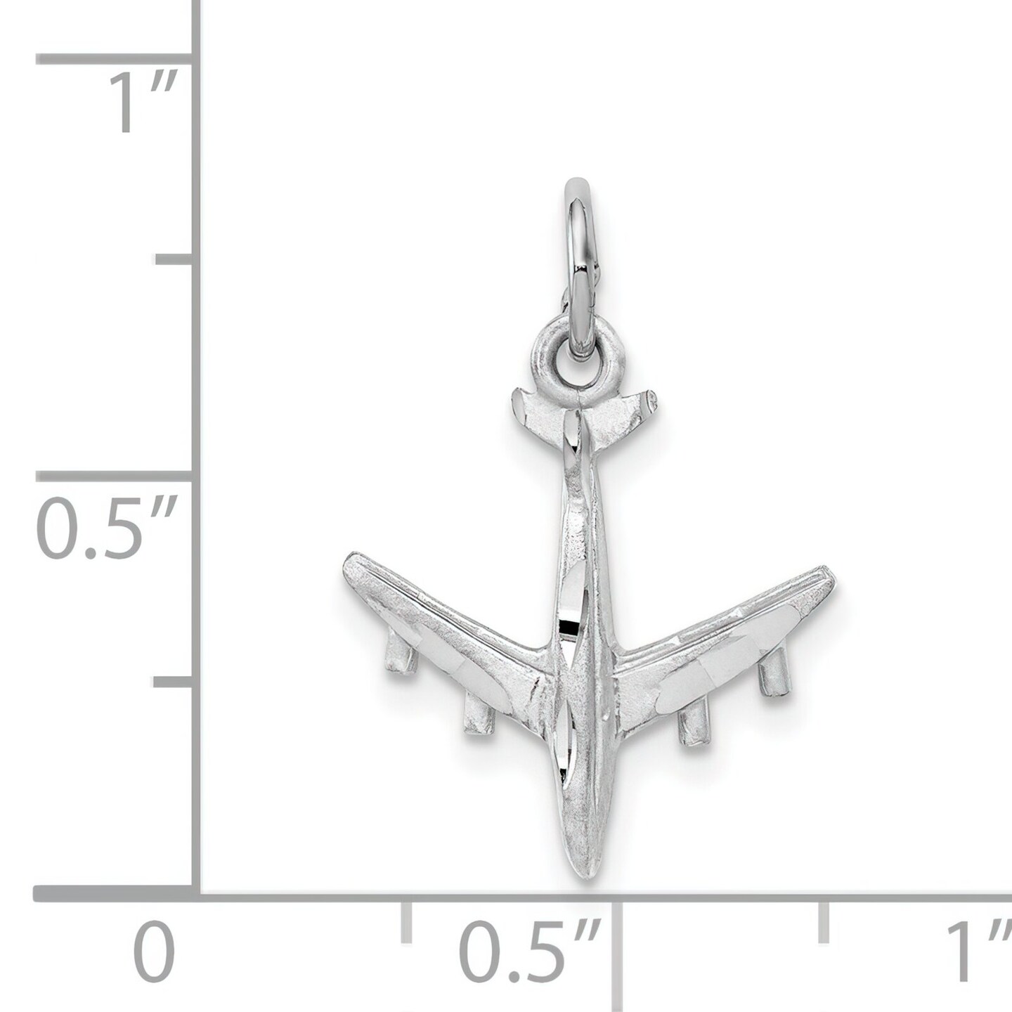 14K White Gold Polished 3D Airplane Charm Jewelry 21.5mm x 16mm