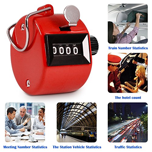 Pack of 6 Color Hand Held Tally Counter 4 Digit Mechanical Palm Clicker Counter - Assorted Color Handheld Tally Counter for Lap/Sport/Coach/School/Event