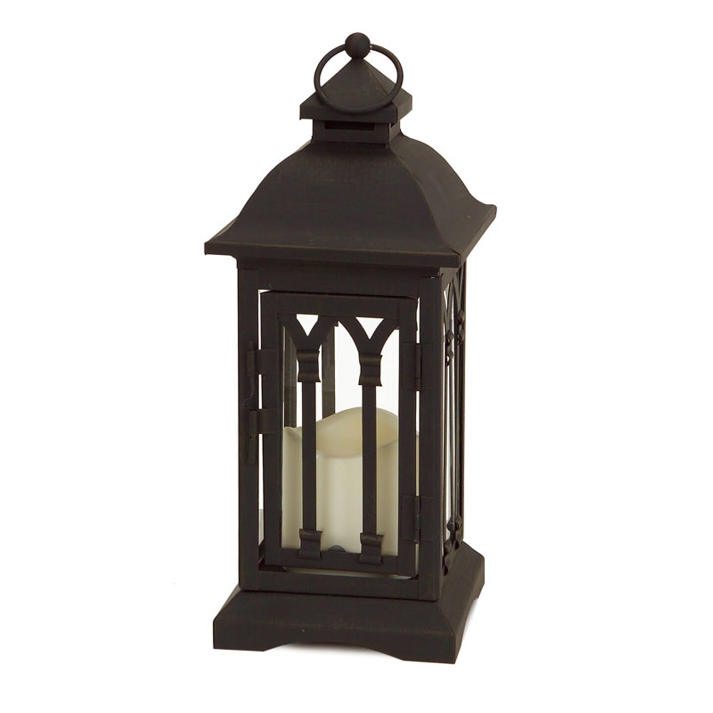Melrose Set of 2 Gothic Style LED Flameless Pillar Candle Lanterns 12.25&#x22;