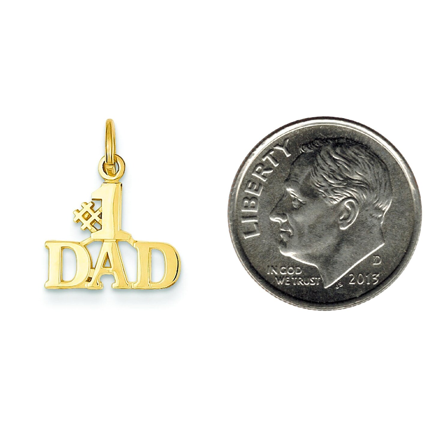 14K Yellow Gold #1 Dad Charm Father Daddy Pendant Jewerly 17mm x 13mm