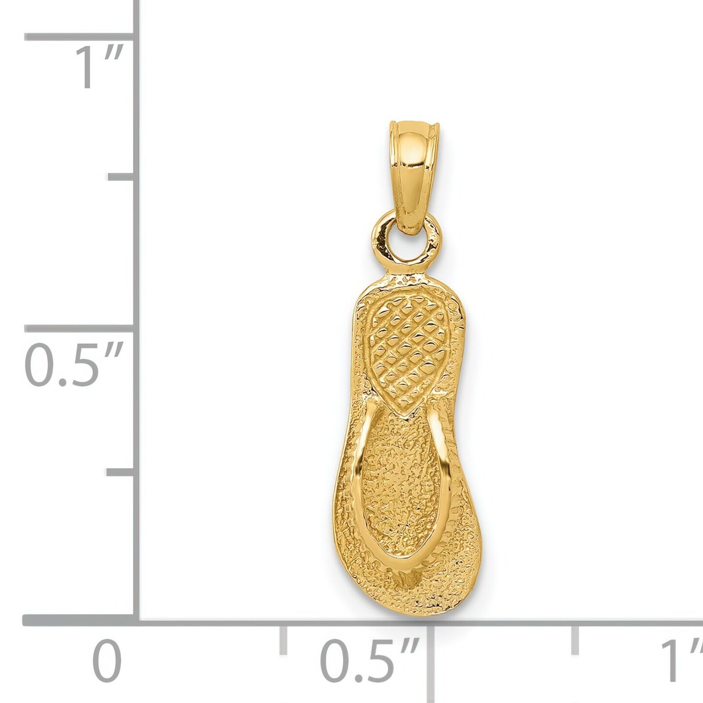 14K Yellow Gold Flip Flop Charm Sandal Shoe Pendant Jewerly 22mm x 7mm