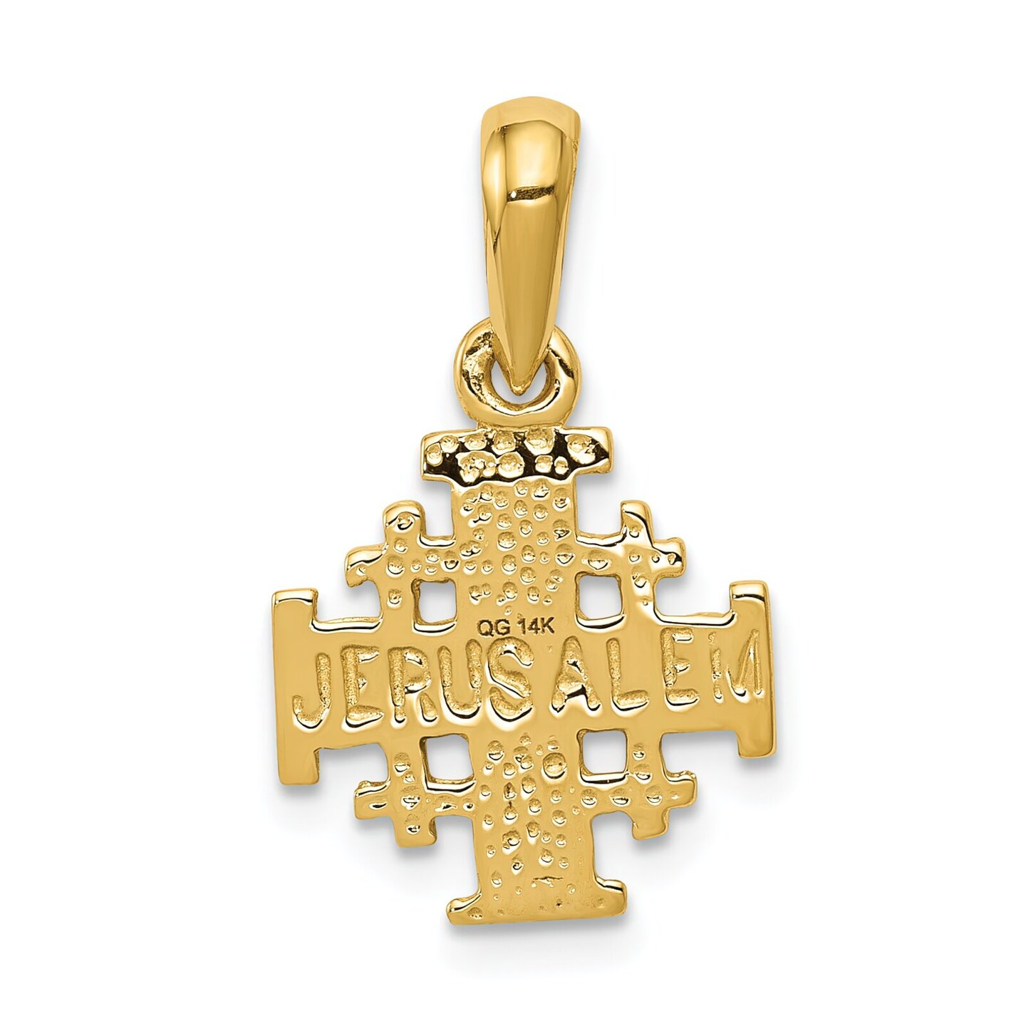 14K Yellow Gold Jerusalem Cross Pendant Jewelry 22.7mm x 13.2mm