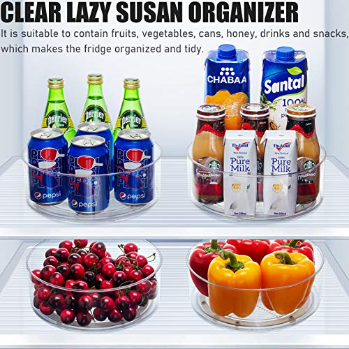 Tiblue Lazy Susan - 2 Pack Round Plastic Clear Rotating Turntable Organization &#x26; Storage Container Bins for Cabinet, Pantry, Fridge, Countertop, Kitchen - Spinning Organizer for Spices, Condiments