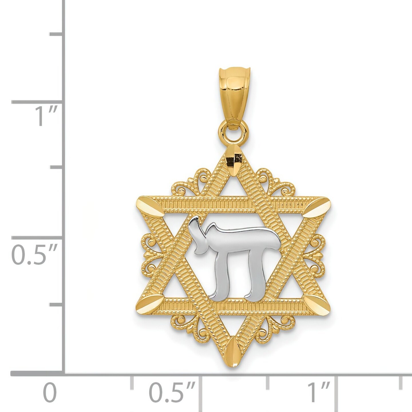 14K Two Tone Gold Star of David Pendant FindingKing Jewerly 27.9mm x 18mm