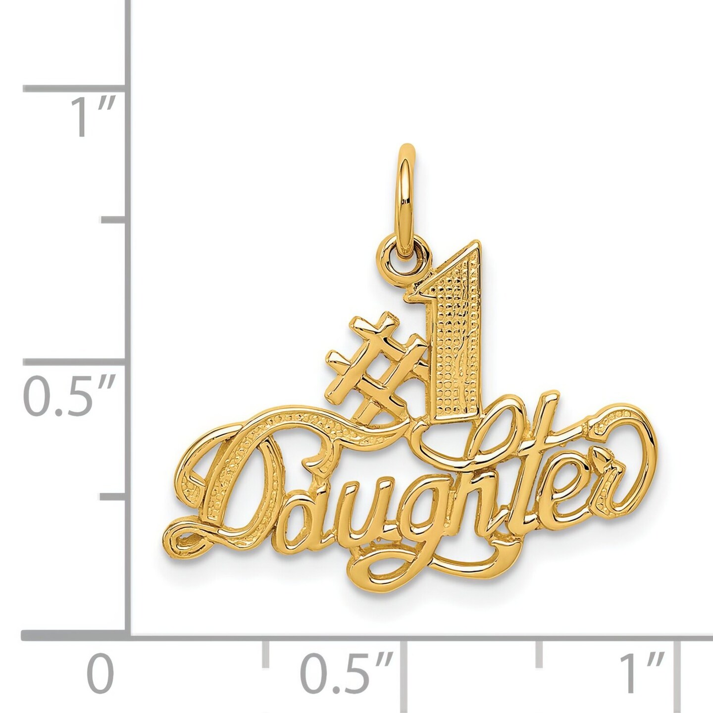 14K Yellow Gold #1 Daughter Charm Love Pendant Jewelry! 22mm x 23mm