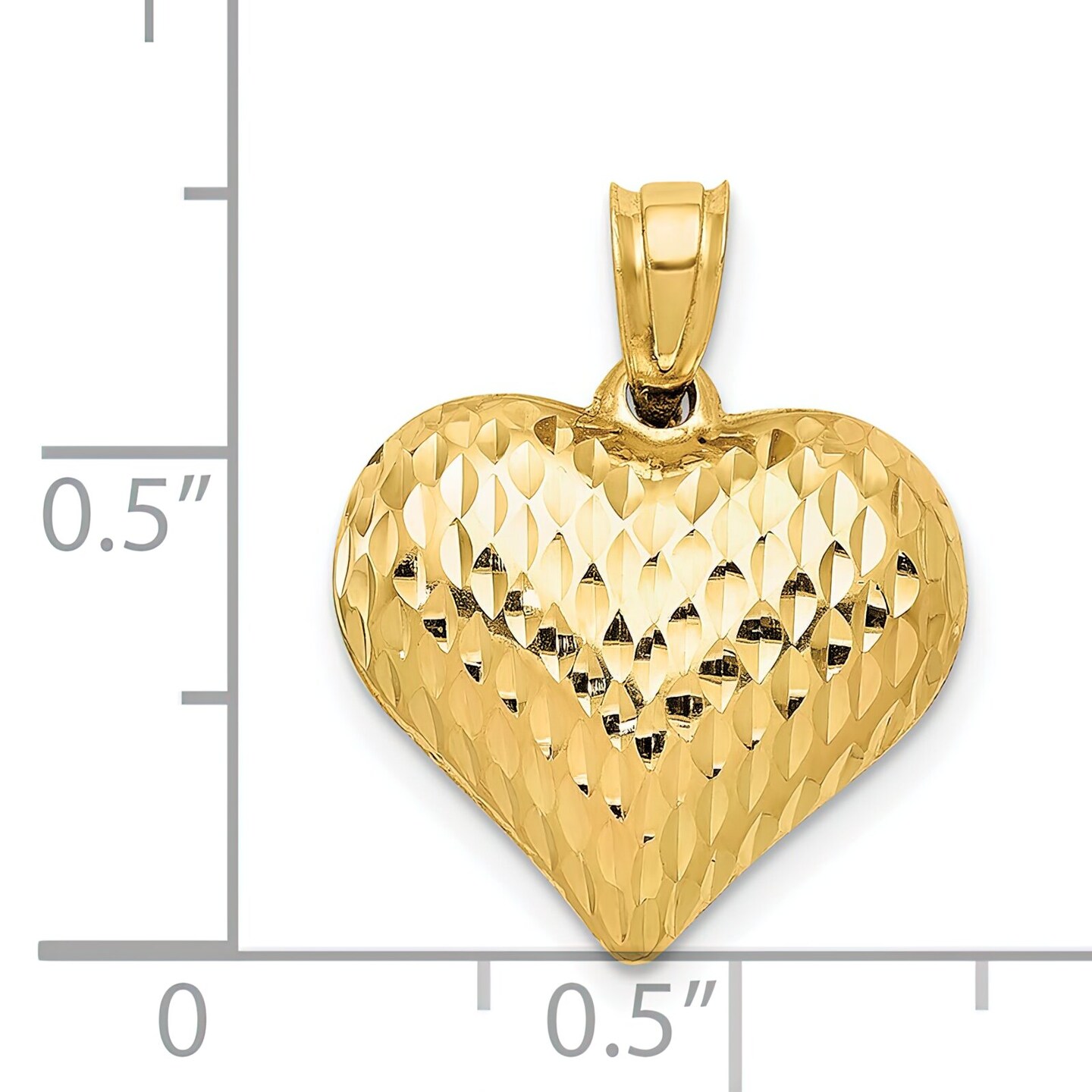 14K Yellow Gold Puffed Heart Charm Love Pendant Jewelry 20 X 16mm