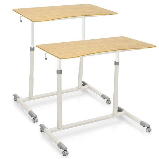 Height Adjustable Computer Standing Desk with 4 Universal Casters and I Shaped Base