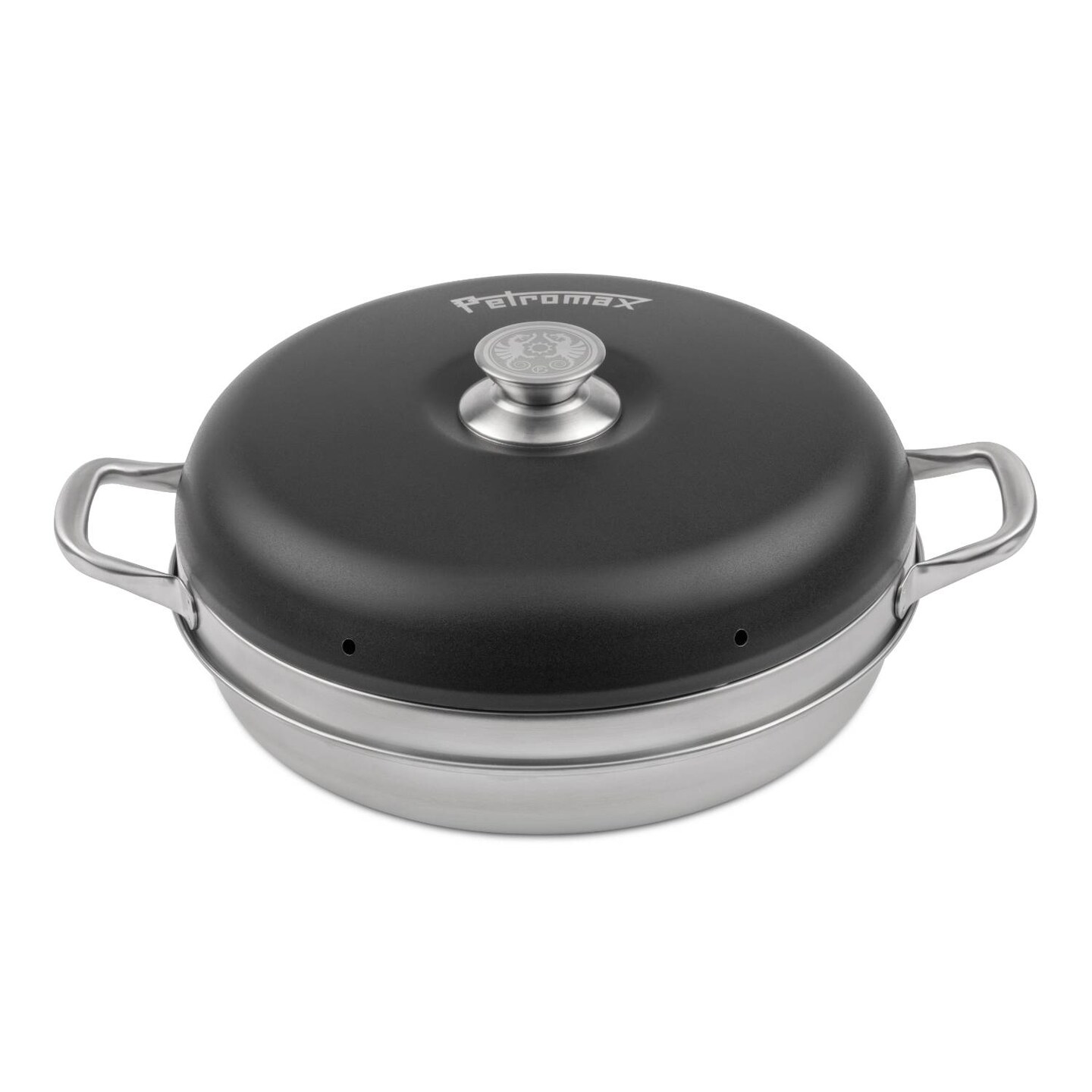 Petromax Camping Oven, Outdoor Baking over Fire Stovetop or Hotplate, Portable for Campsite and Backyard, Stainless Steel, 2.1 Qt