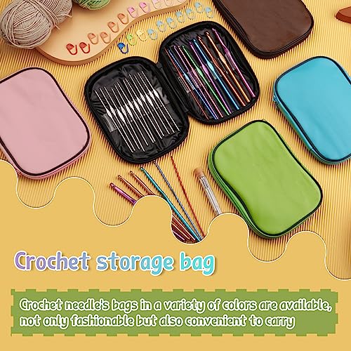 54 Pieces Crochet Needles Set, Crochet Hooks Kit with Storage Case, Ergonomic Knitting Needles Blunt Needles Stitch Marker DIY Hand Knitting Craft Art Tools for Beginners-Pink