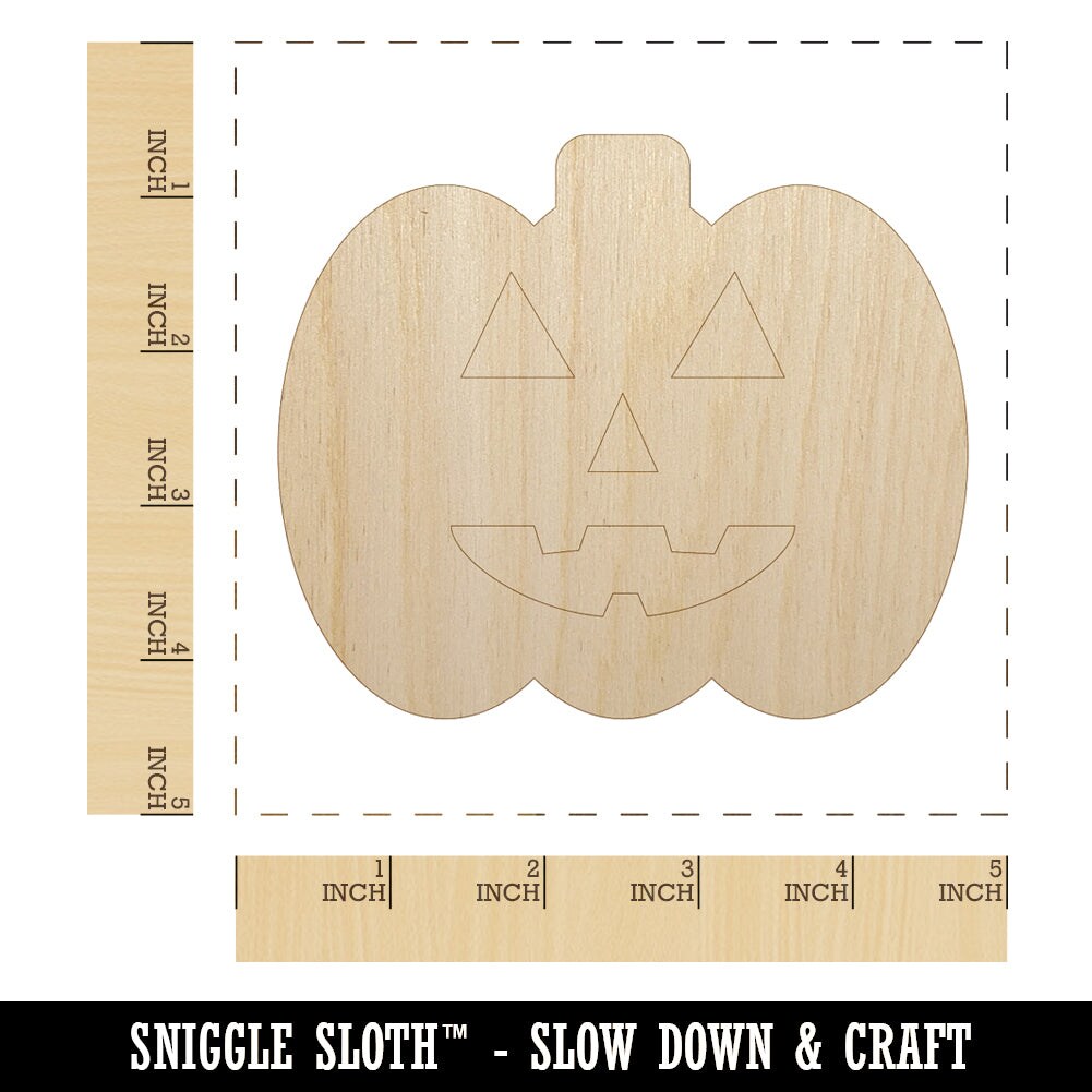 Jack O&#x27;Lantern Happy Halloween Pumpkin Unfinished Wood Shape Piece Cutout for DIY Craft Projects