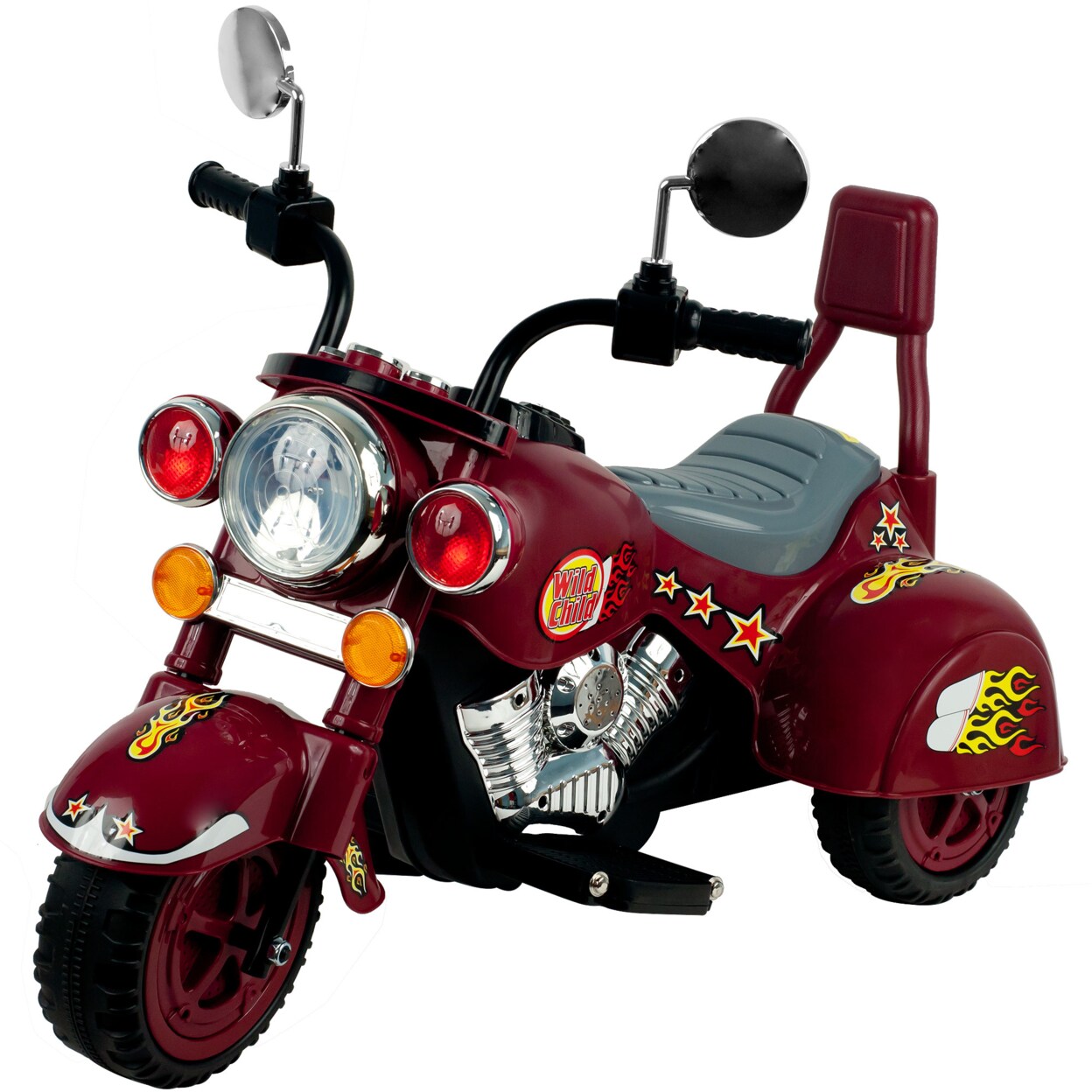 Lil Rider Maroon Motorcycle 3 Wheel Trike Battery Operated Ride On Toy