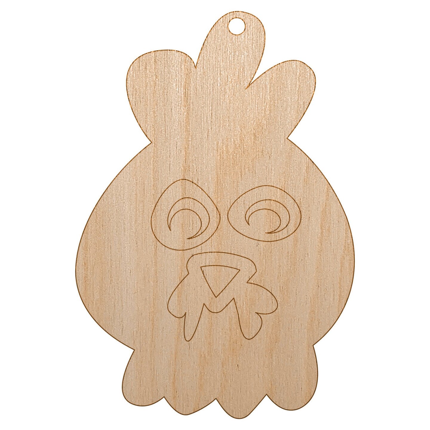 Chicken Rooster Face Doodle Unfinished Craft Wood Holiday Christmas Tree DIY Pre-Drilled Ornament