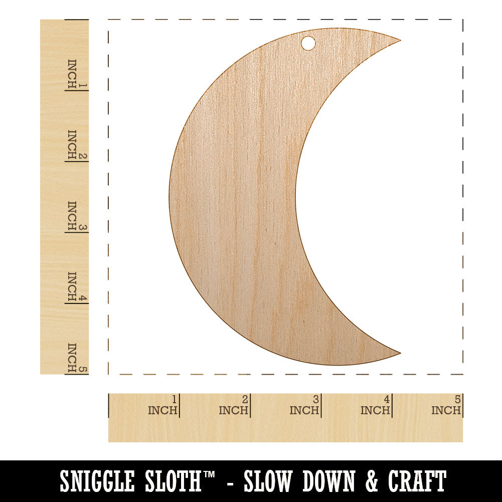 Moon Partial Unfinished Craft Wood Holiday Christmas Tree DIY Pre-Drilled Ornament