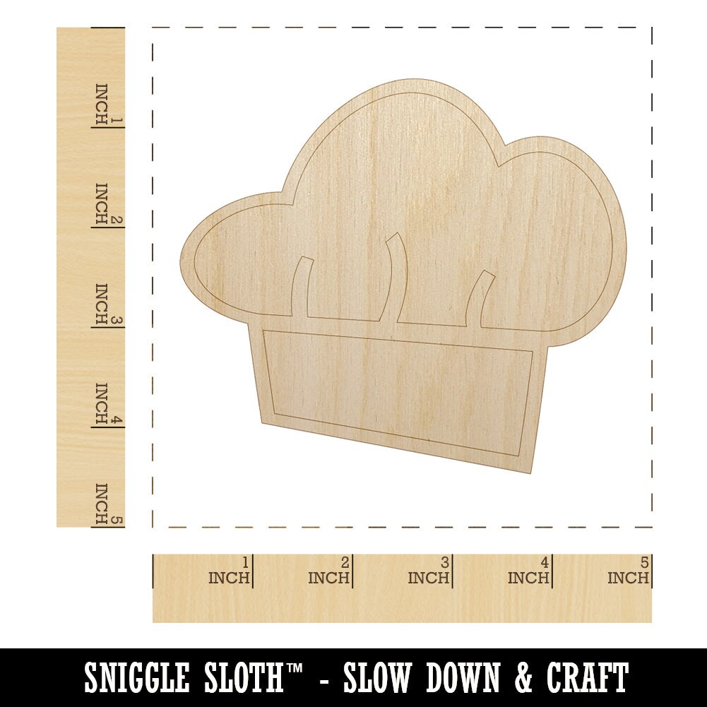 Chef Hat Cooking Unfinished Wood Shape Piece Cutout for DIY Craft Projects