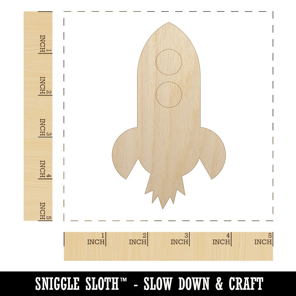 Rocket Ship Doodle Unfinished Wood Shape Piece Cutout for DIY Craft Projects
