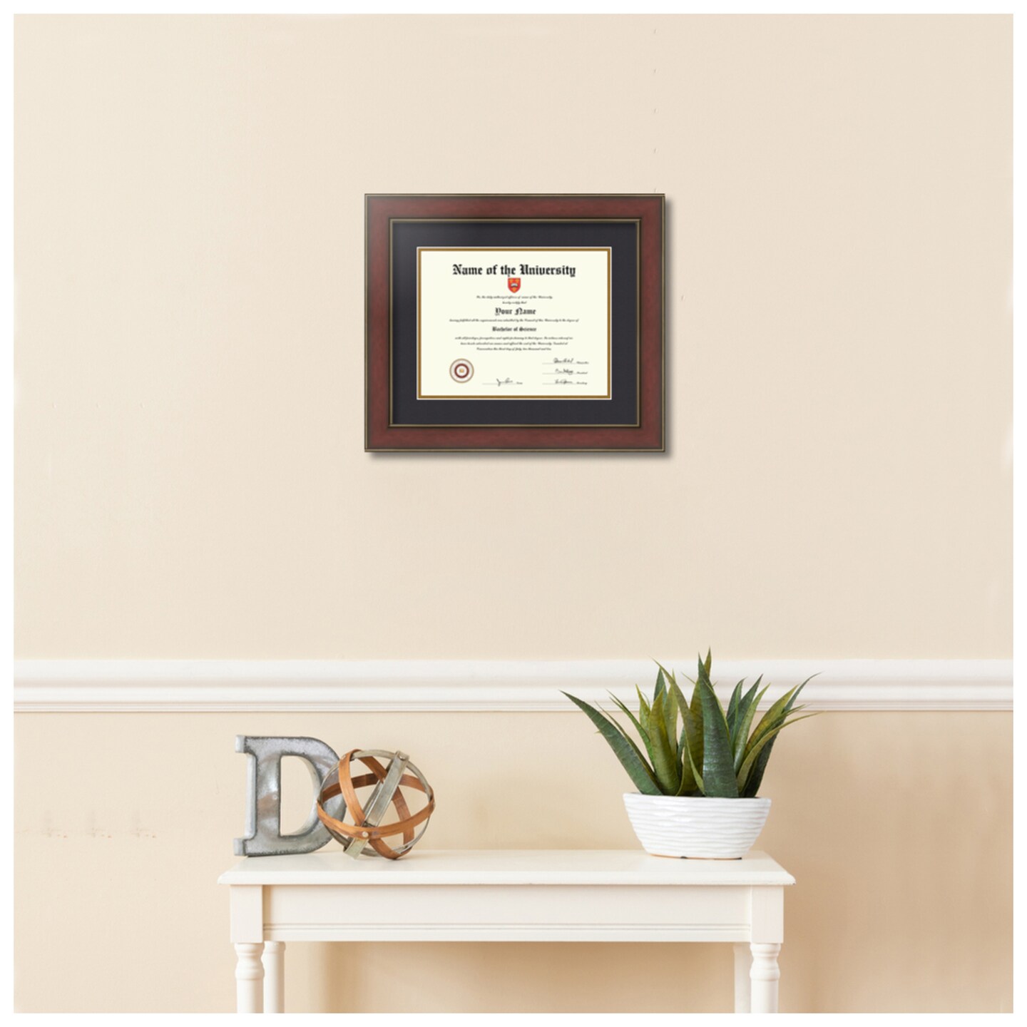 ArtToFrames 8.5x11 inch Diploma Frame - Framed with Black and Gold Mats, Comes with Regular Glass and Sawtooth Hanger for Wall Hanging (D-8.5x11)