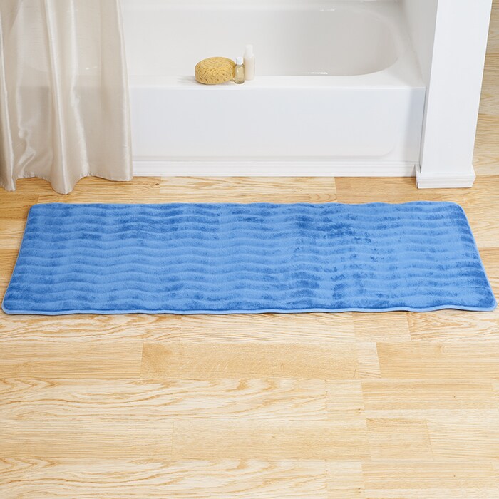 Lavish Home Extra Long Memory Foam Bath Rug Mat Blue 24X60 Soft Absorbent