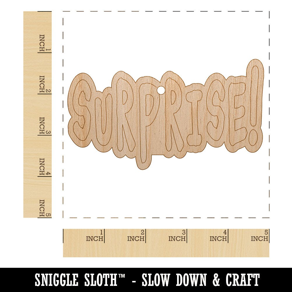 Surprise Fun Text Unfinished Craft Wood Holiday Christmas Tree DIY Pre-Drilled Ornament