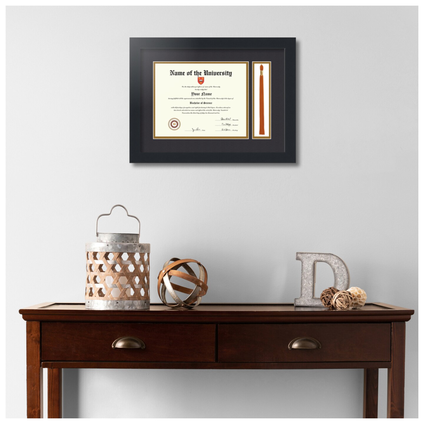 ArtToFrames 8x10 inch Diploma Frame with Tassel Opening - Framed with Black and Gold Mats, Comes with Regular Glass and Sawtooth Hanger for Wall Hanging (DT-8x10)