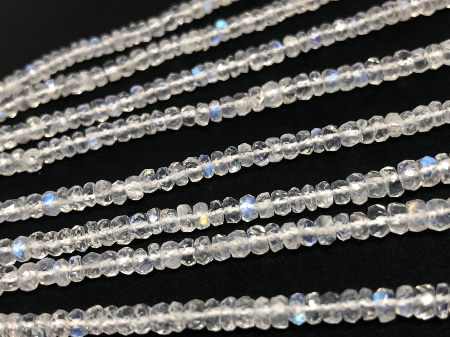 Rainbow Moonstone Gemstone Beads, White - 16&#x22;, 3-5mm