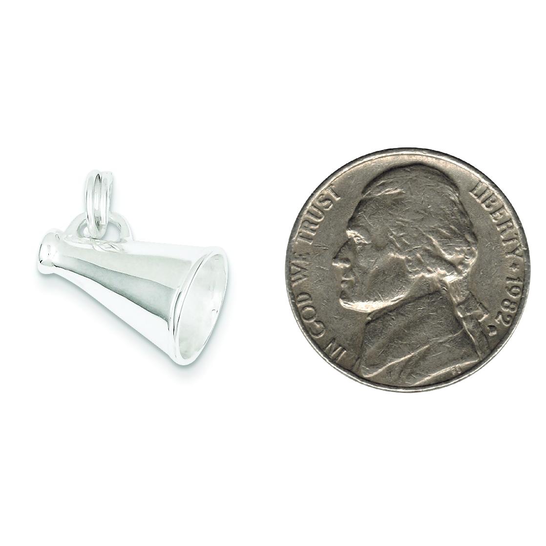 Sterling Silver Megaphone Charm &#x26; 18&#x22; Chain Jewerly 22.1mm x 12.9mm