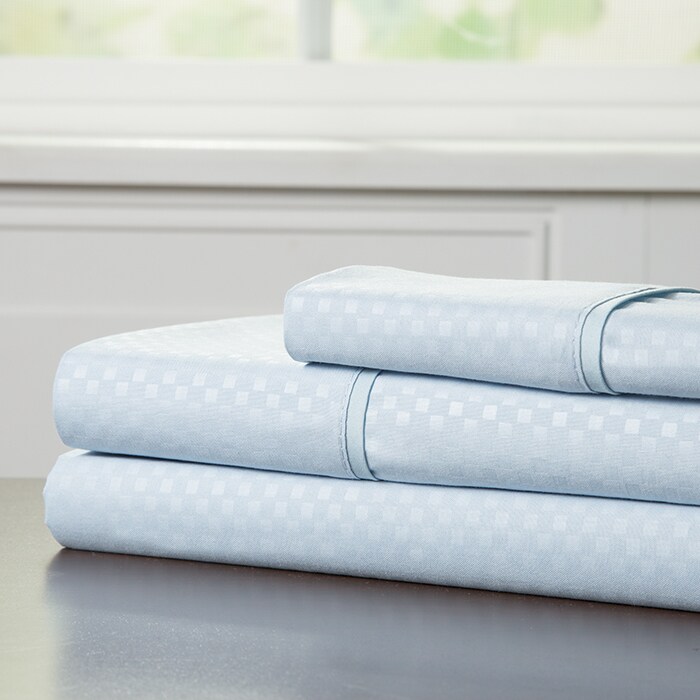 Lavish Home Twin Sheet Set Blue 90 Gsm Embossed Brushed Microfiber 3 Piece