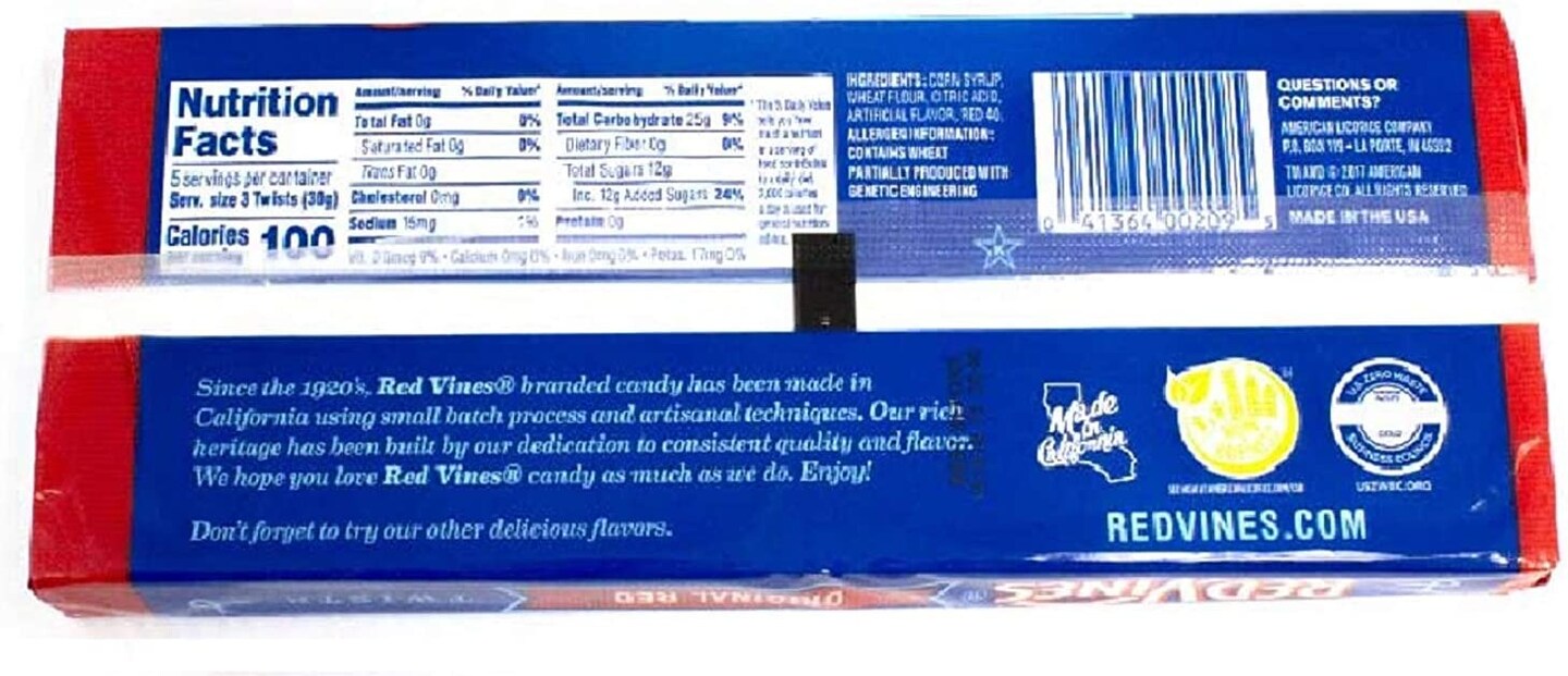 Red Vines Licorice, Original Red Flavor, Soft & Chewy Candy Twists 5oz Tray (Case of 12)