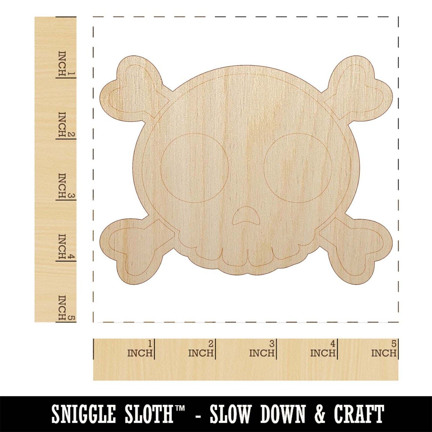 Cute Simple Skull and Crossbones Unfinished Wood Shape Piece Cutout for ...