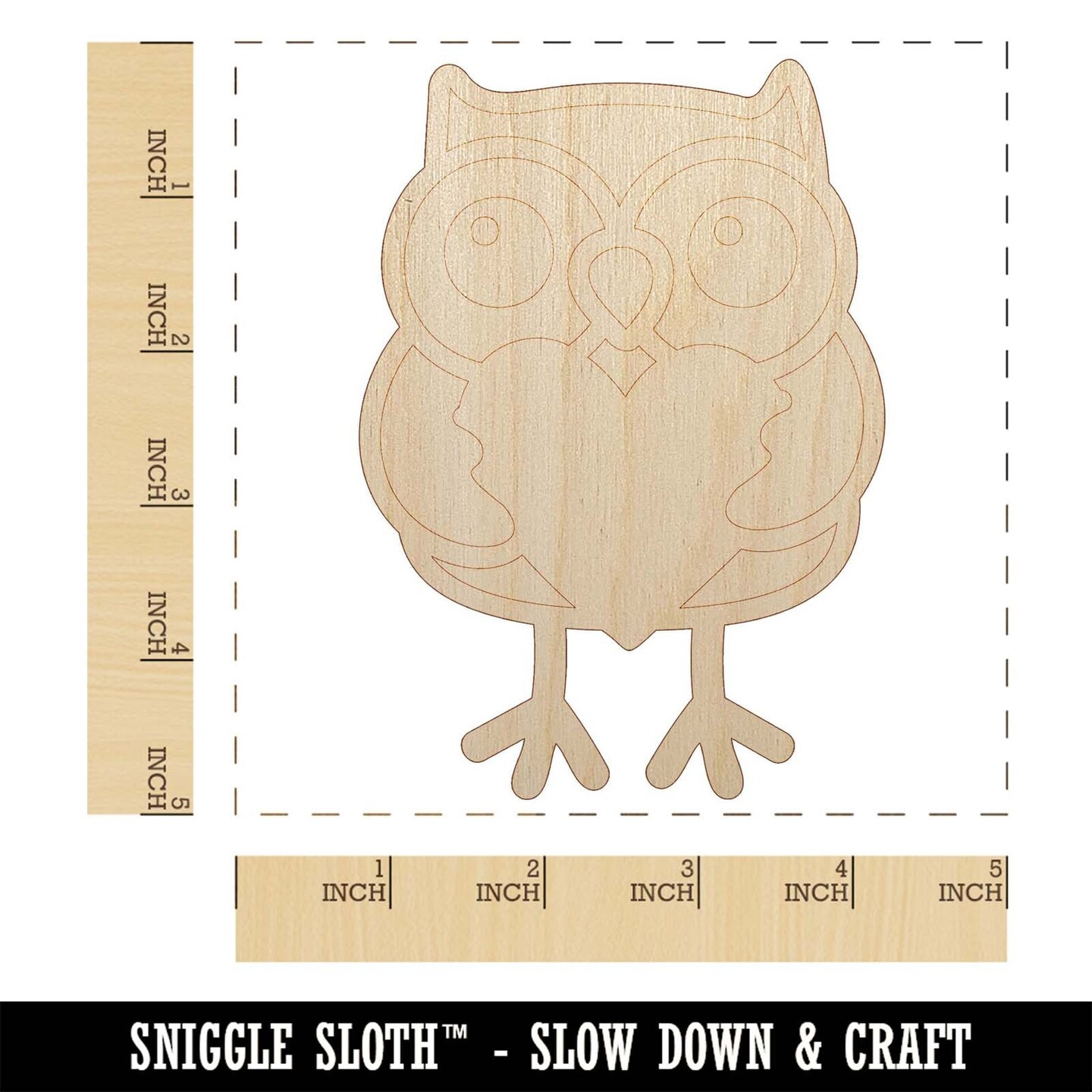 Owl Holding Heart Unfinished Wood Shape Piece Cutout for DIY Craft Projects
