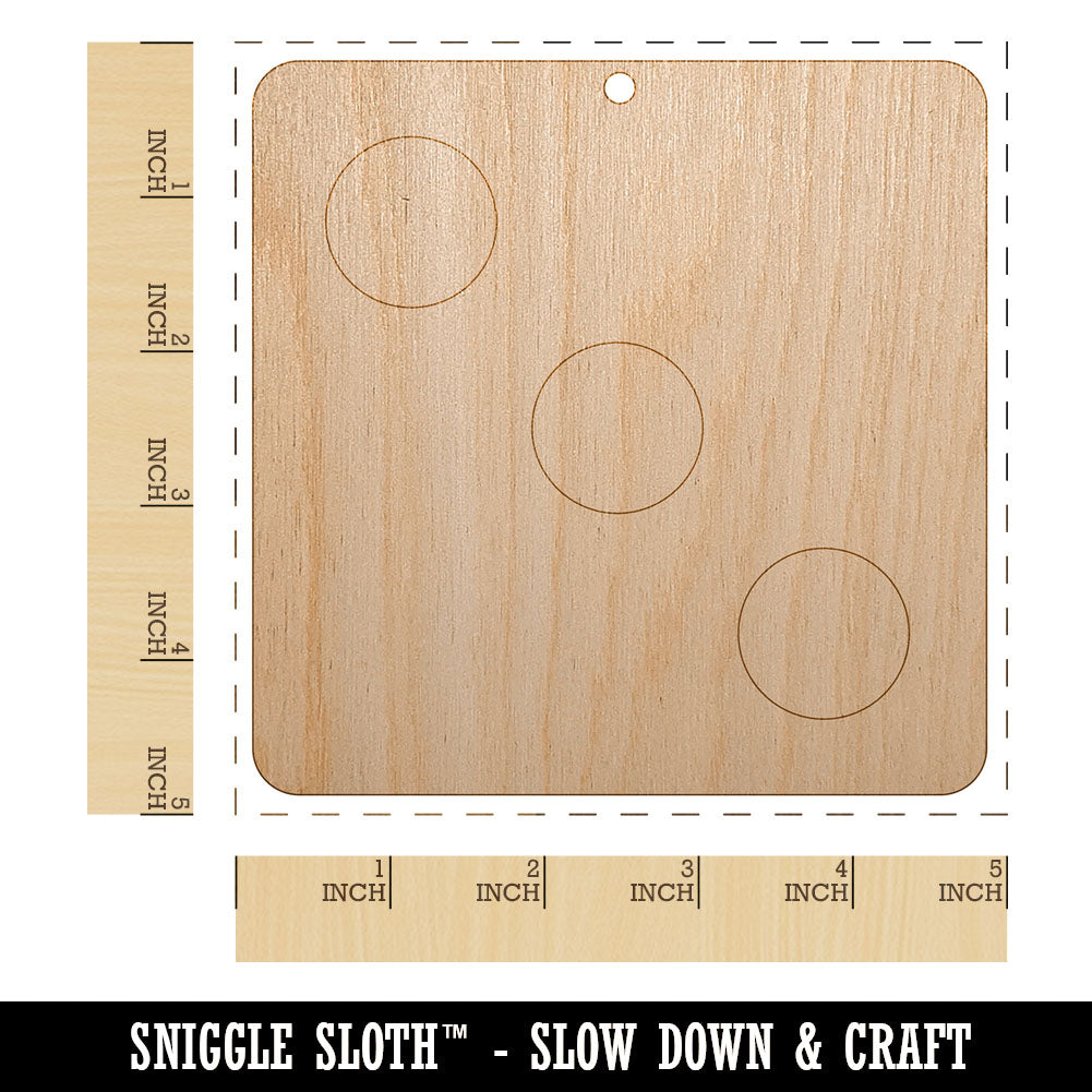 Three 3 Dice Die Unfinished Craft Wood Holiday Christmas Tree DIY Pre-Drilled Ornament