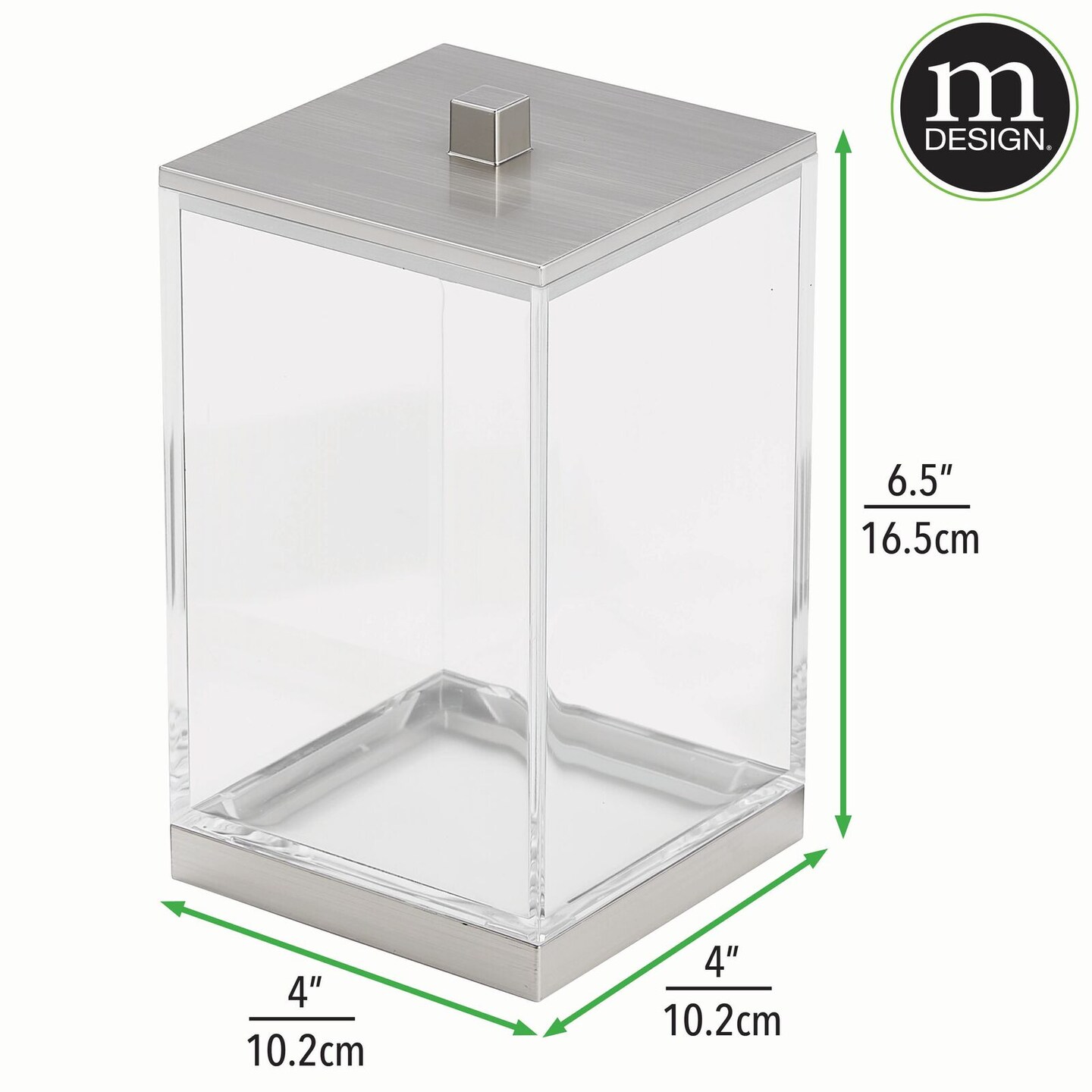 mDesign Square Apothecary Storage Jar with Labels for Bathroom