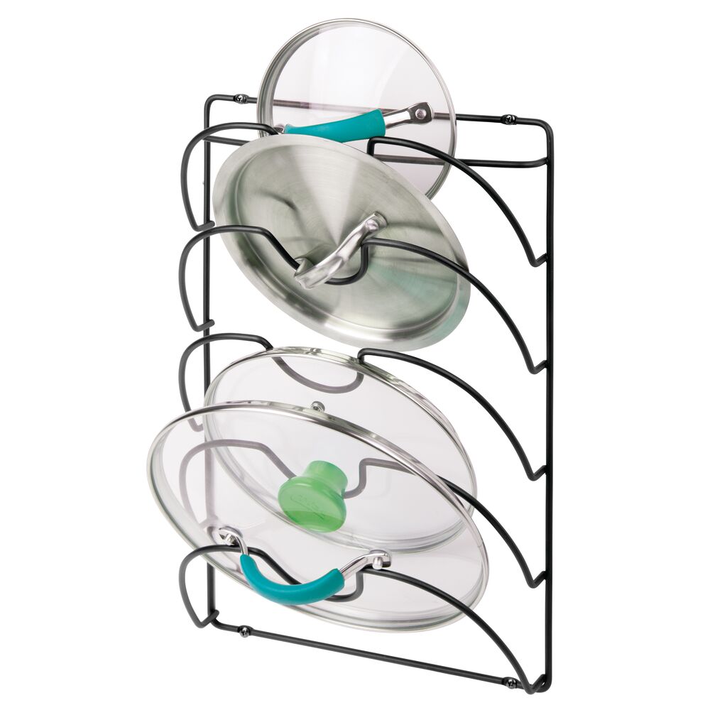mDesign Metal Pot/Pan Lid Storage Rack, Mount on Cabinet Door/Wall
