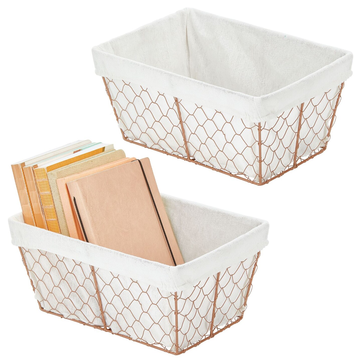 mDesign Medium Chicken Wire Storage Basket, Fabric Liner Michaels