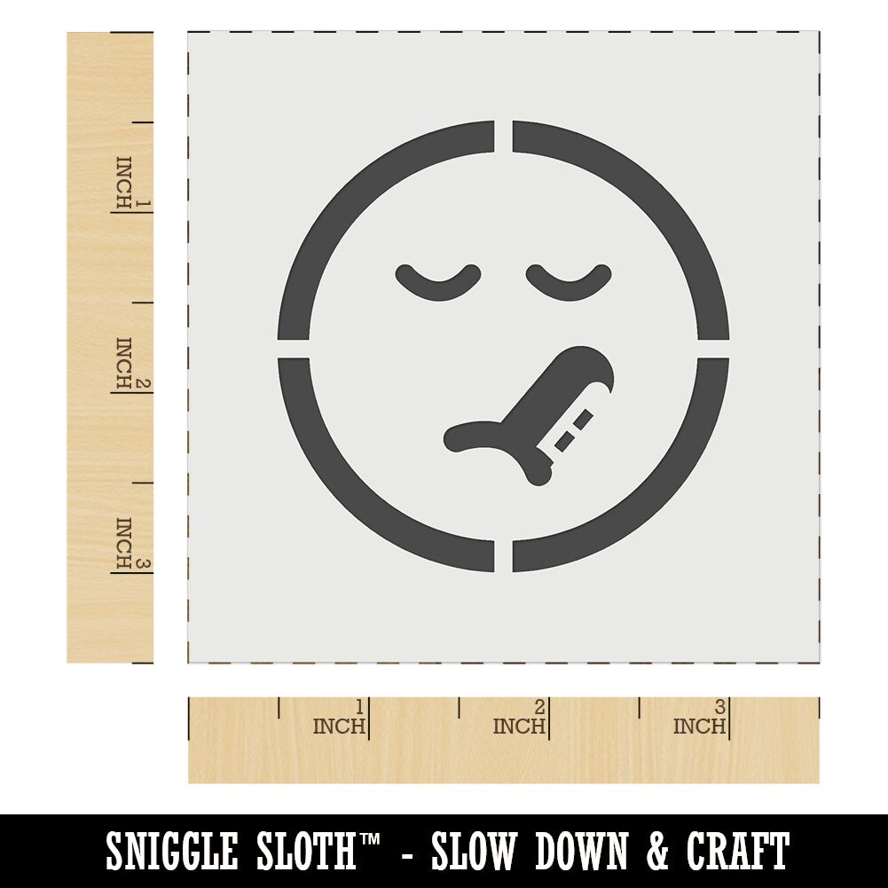Sick Face Thermometer Emoticon Wall Cookie DIY Craft Reusable Stencil
