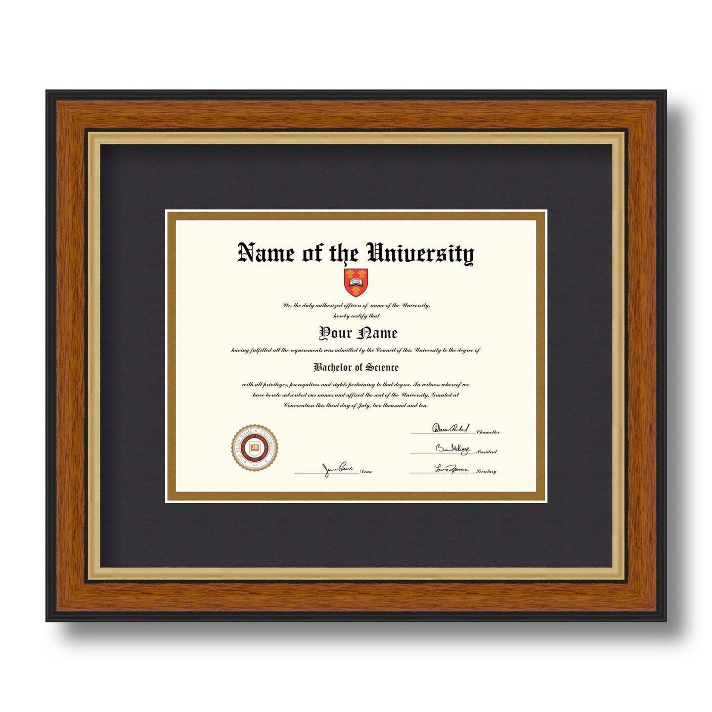 ArtToFrames 6x8 inch Diploma Frame - Framed with Black and Gold Mats, Comes with Regular Glass and Sawtooth Hanger for Wall Hanging (D-6x8)