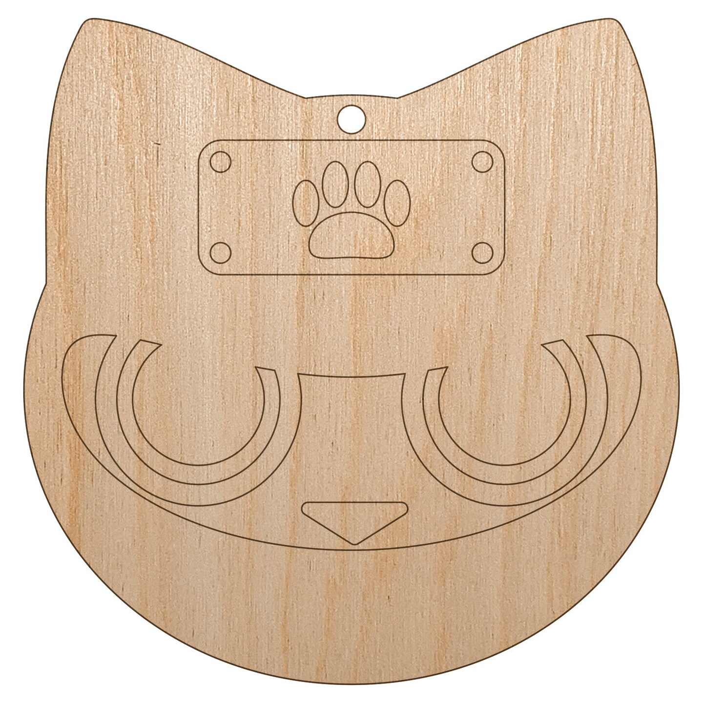 Ninja Cat Shinobi Neko Unfinished Craft Wood Holiday Christmas Tree DIY Pre-Drilled Ornament