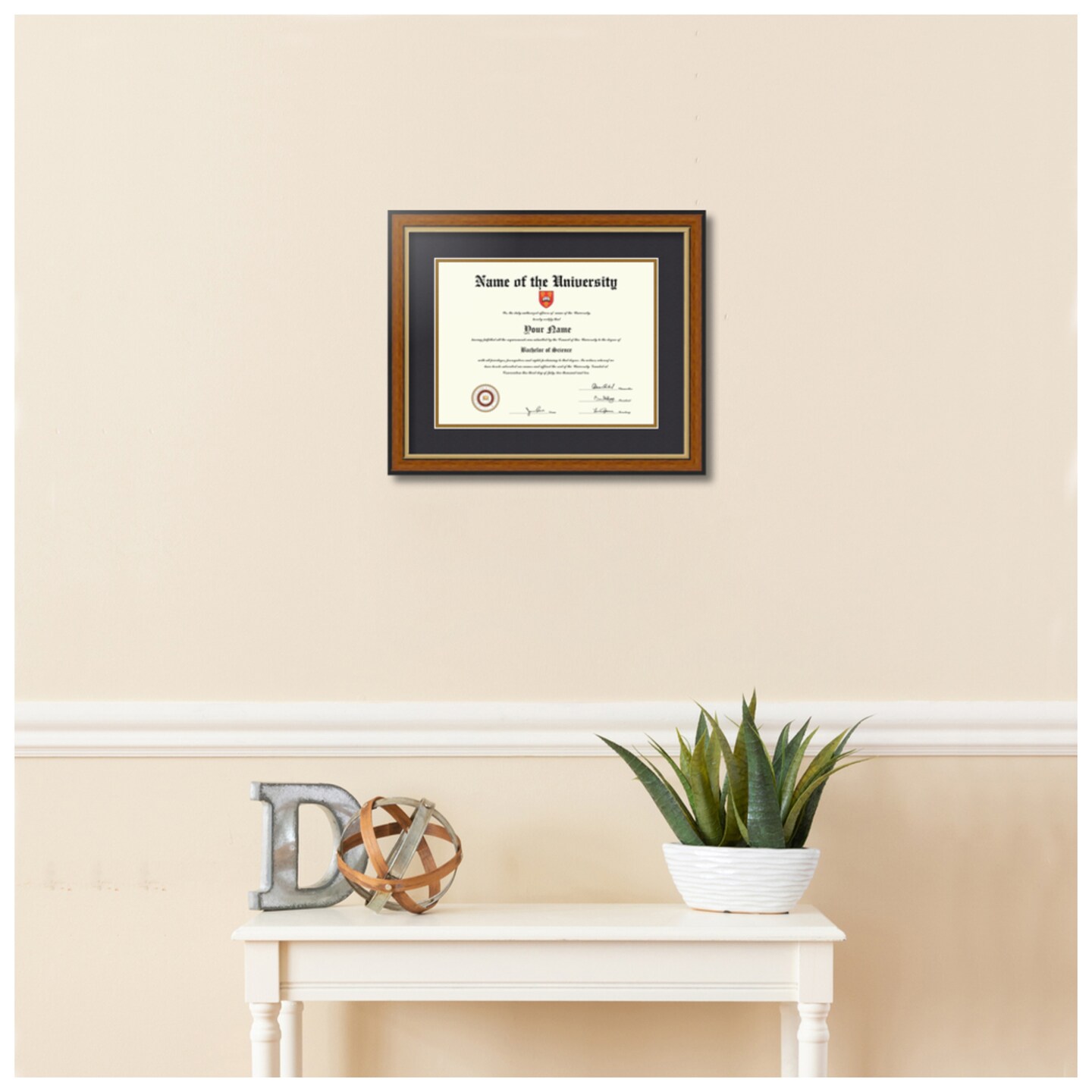 ArtToFrames 9x12 inch Diploma Frame - Framed with Black and Gold Mats, Comes with Regular Glass and Sawtooth Hanger for Wall Hanging (D-9x12)
