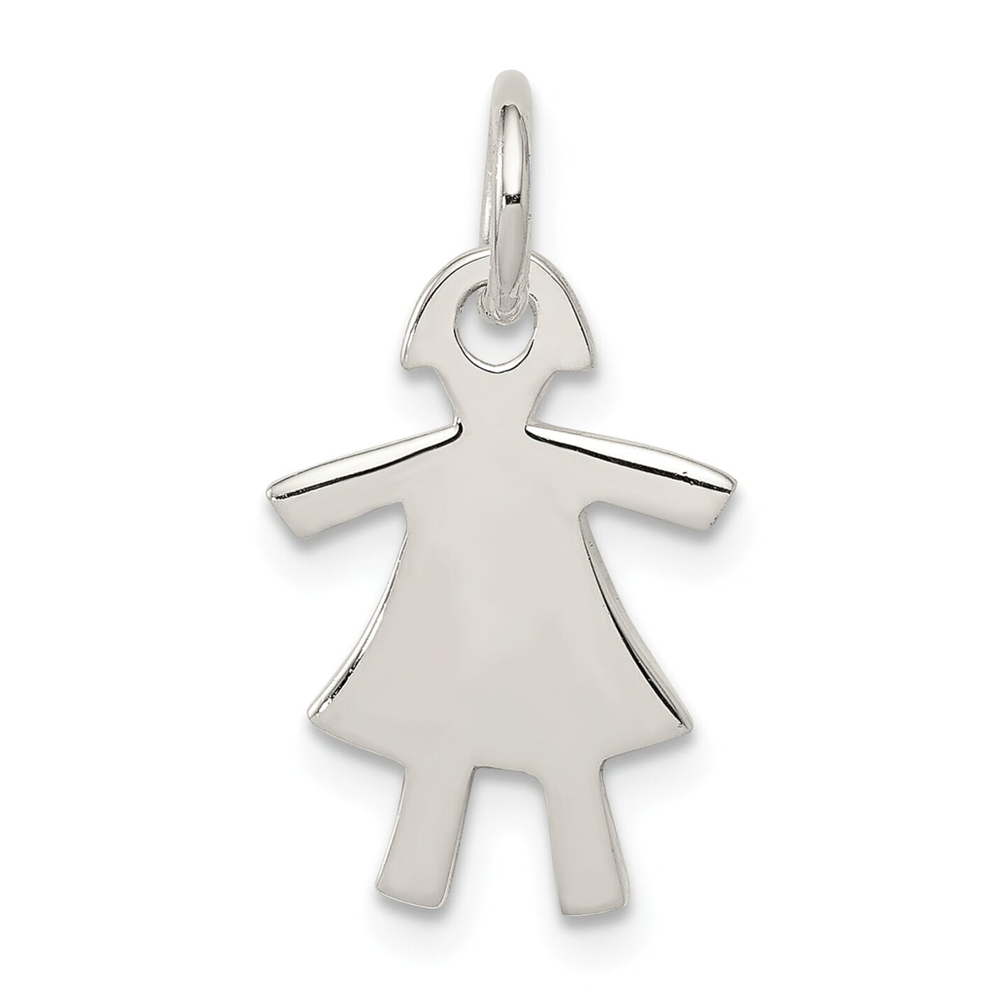 Sterling Silver Girl Charm Pendant Jewelry Silhouette 20mm x 11mm