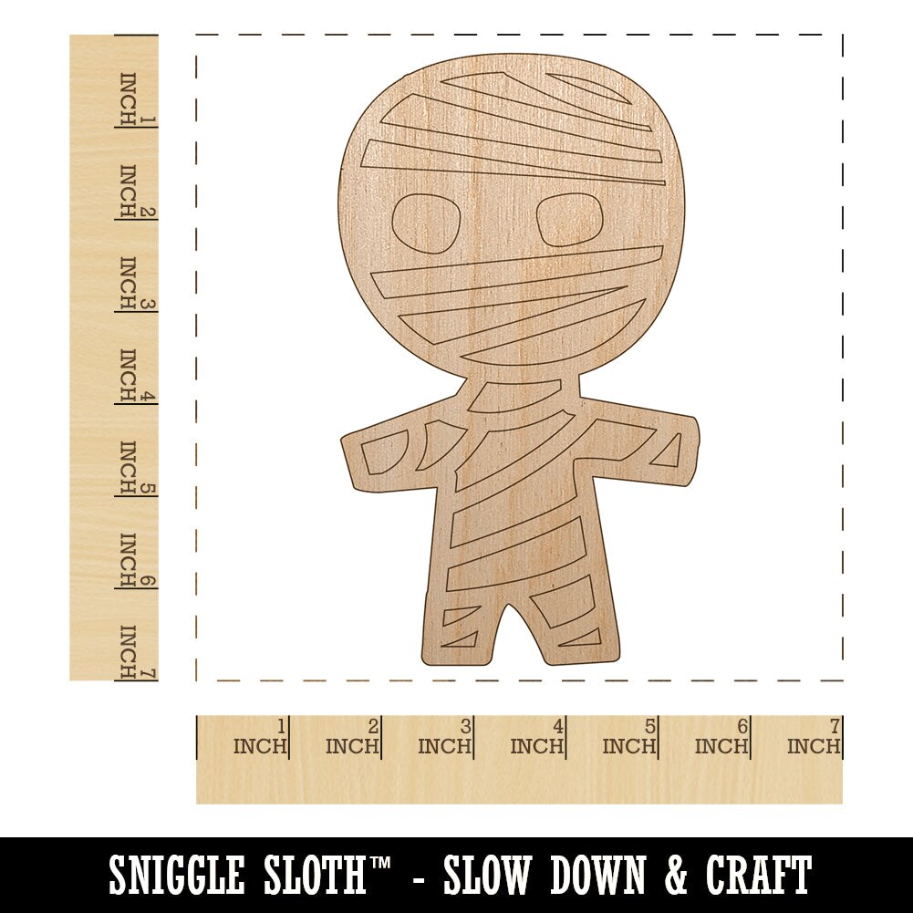 Wary Mummy Doodle Halloween  Unfinished Wood Shape Piece Cutout for DIY Craft Projects