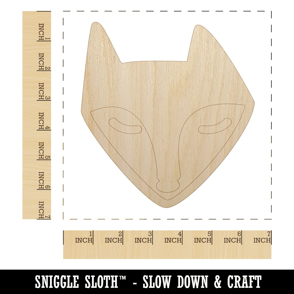 Resting Fox Face Unfinished Wood Shape Piece Cutout for DIY Craft Projects