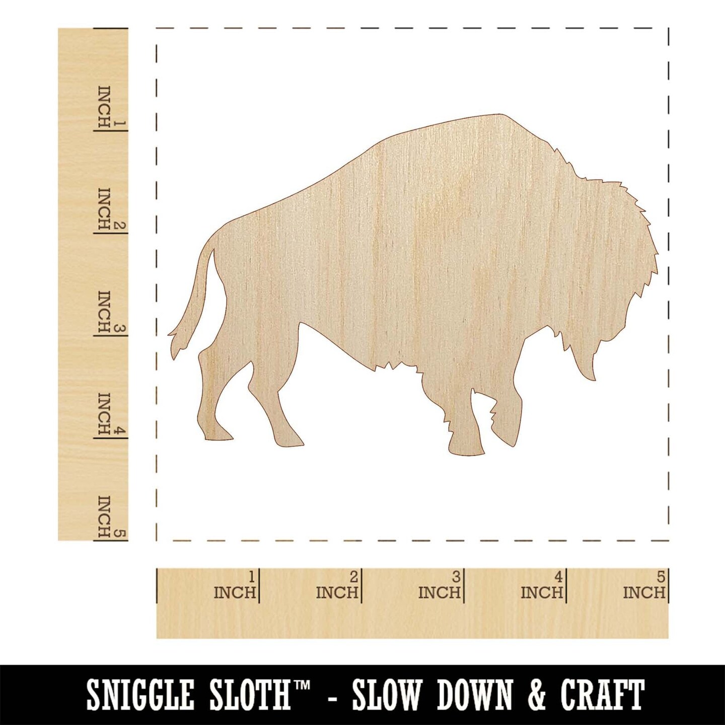 American Bison Buffalo Silhouette Unfinished Wood Shape Piece Cutout for DIY Craft Projects