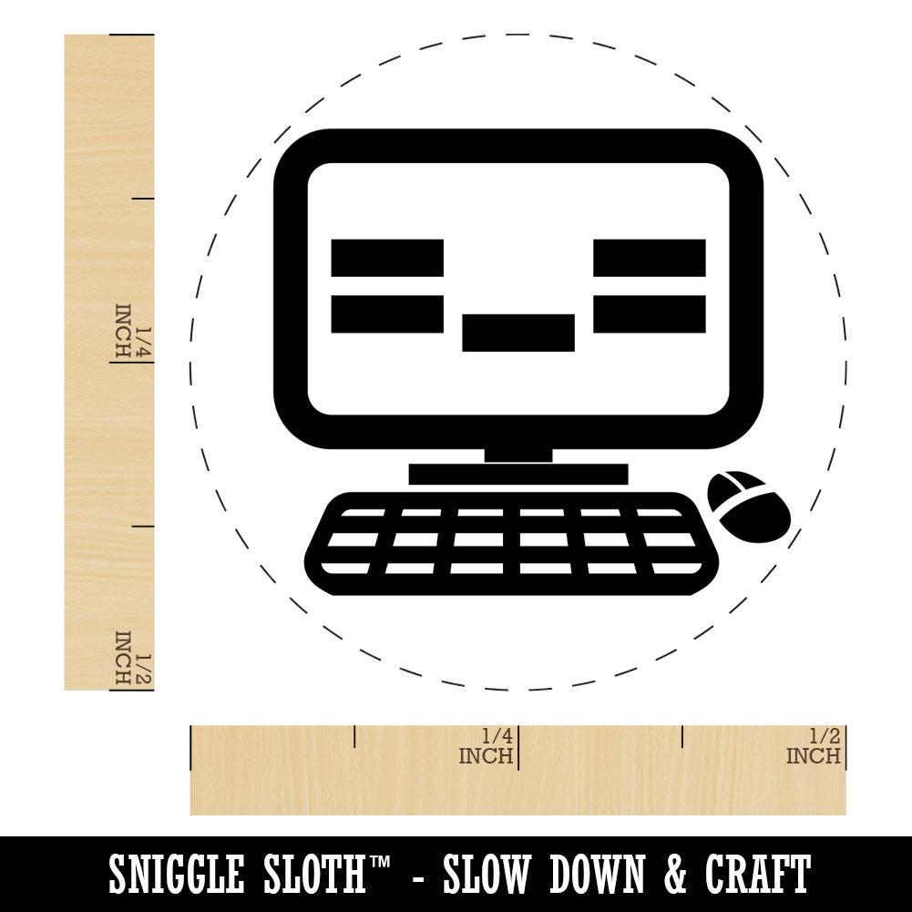 Tired Kawaii Computer Face Emoticon Self-Inking Rubber Stamp for Stamping Crafting Planners