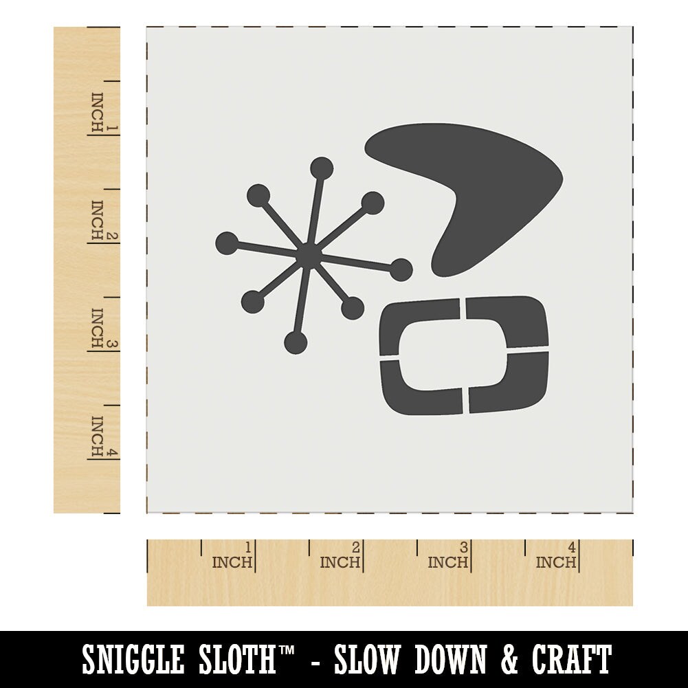 Retro Mid Century Modern Shapes Wall Cookie DIY Craft Reusable Stencil