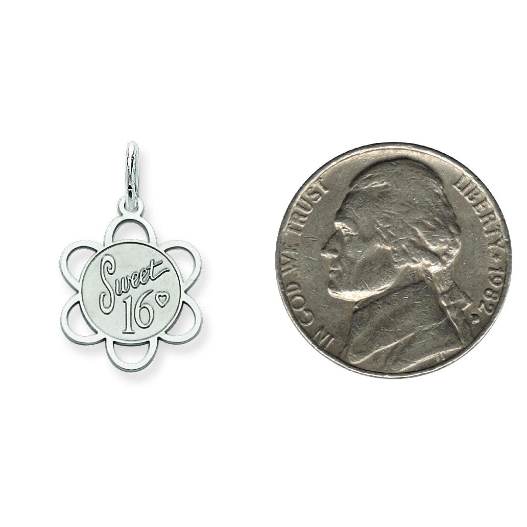 Sterling Silver Sweet Sixteen Disc Charm Birthday