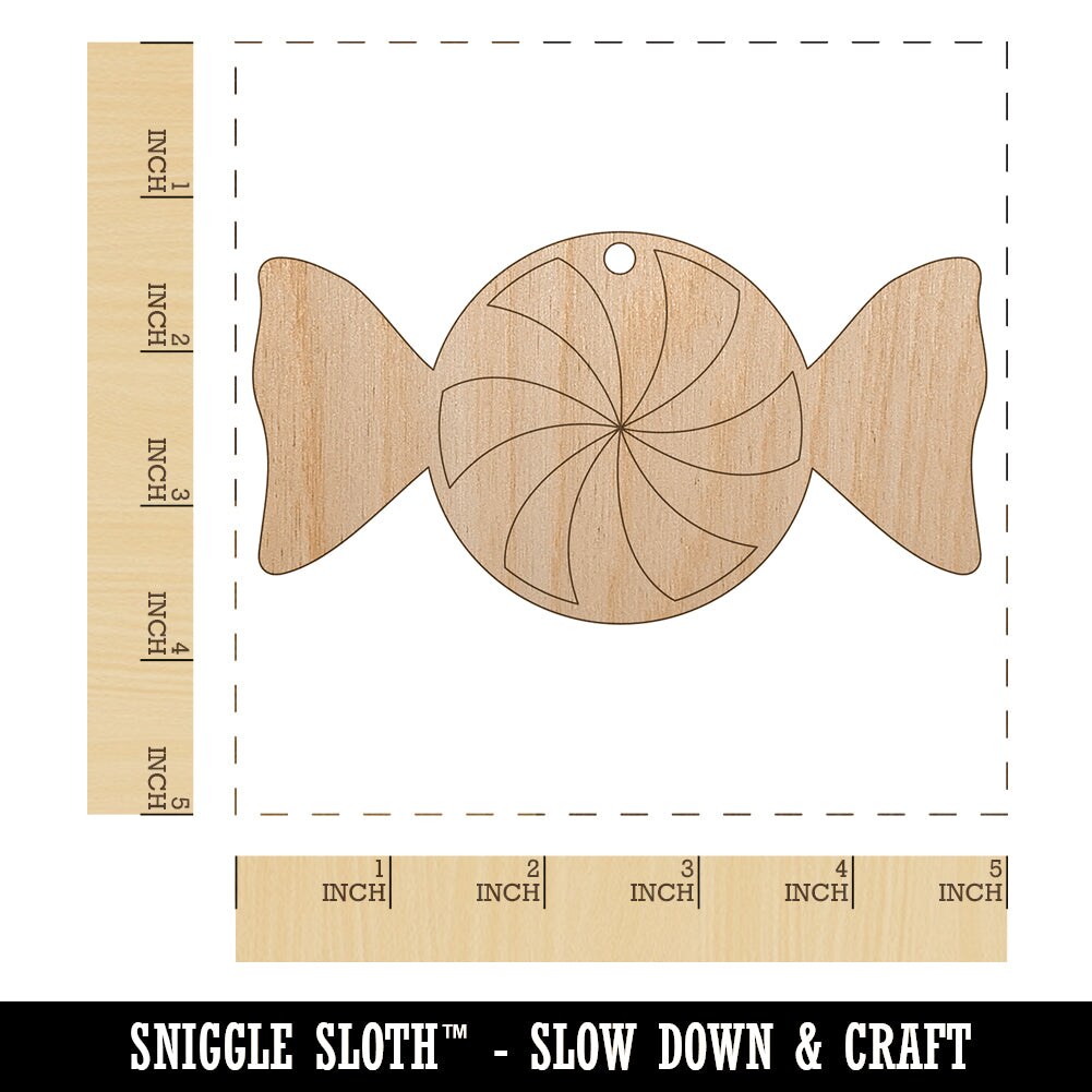 Peppermint Candy Unfinished Craft Wood Holiday Christmas Tree DIY Pre-Drilled Ornament