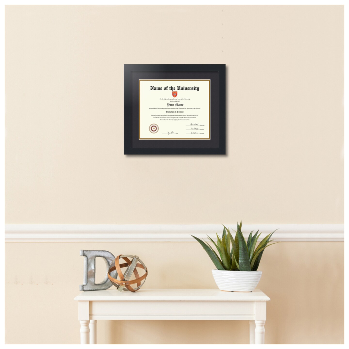 ArtToFrames 10x12 inch Diploma Frame - Framed with Black and Gold Mats, Comes with Regular Glass and Sawtooth Hanger for Wall Hanging (D-10x12)