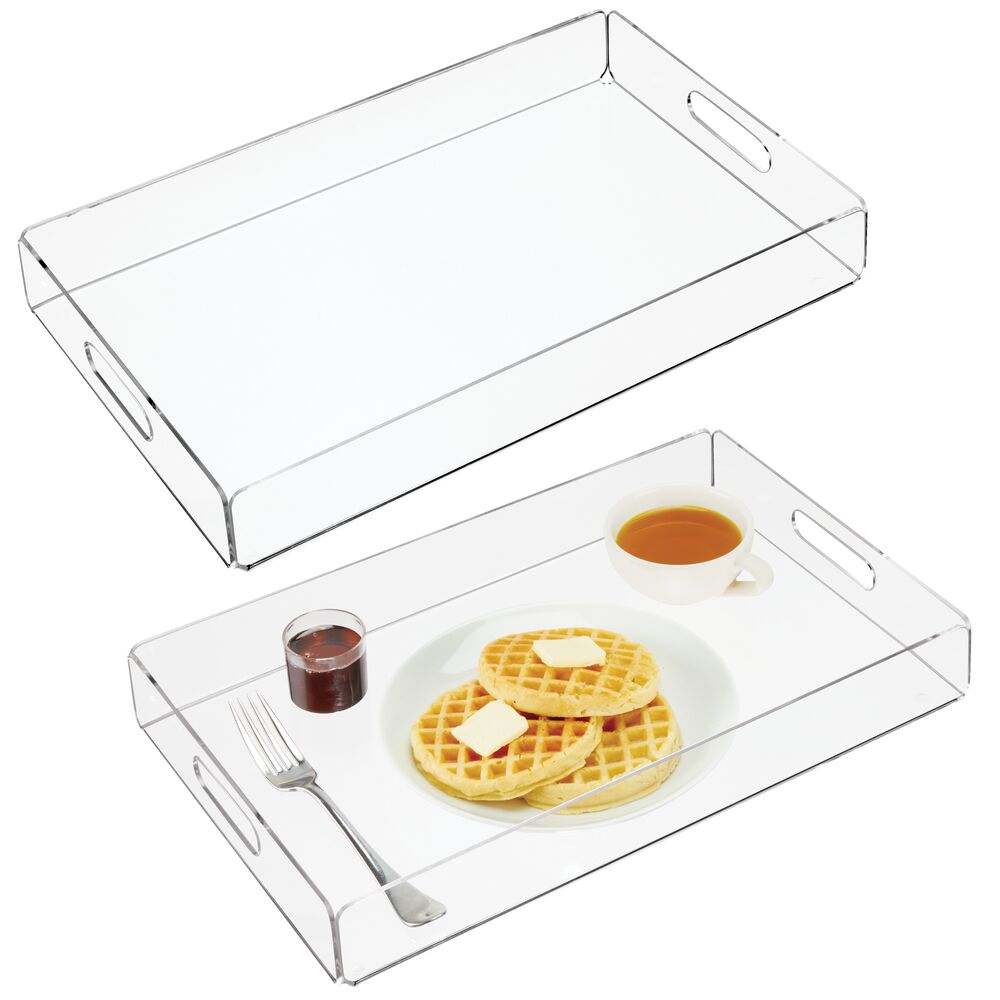 mDesign Acrylic Rectangular Serving Tray with Handles